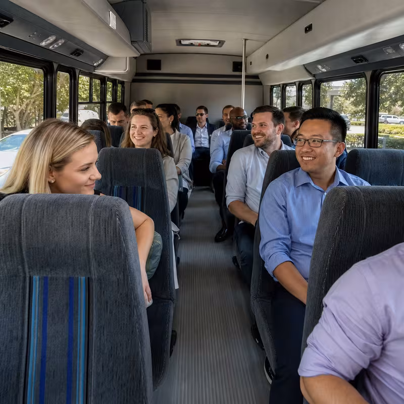Black Mercedes Sprinter van staged for an Oakland Corporate Transportation group