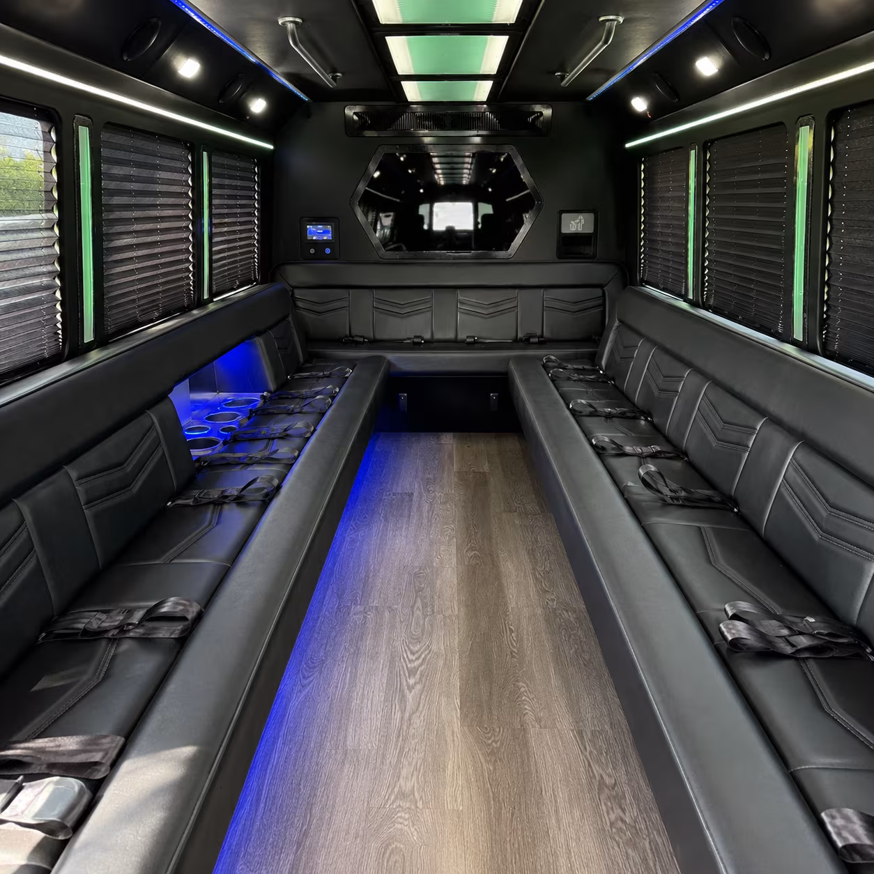 Oakland Birthday, Sweet 16, & Quinceañera Transportation party bus interior