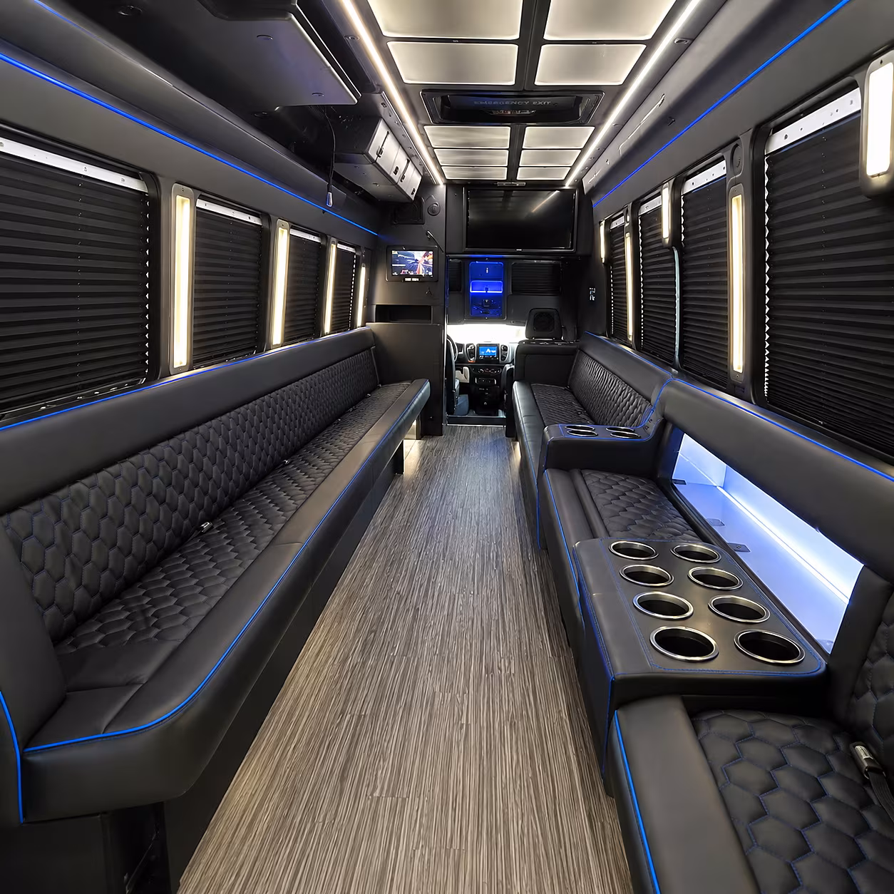Oakland Prom & Homecoming Transportation party bus interior