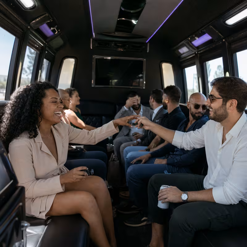 Black Mercedes Sprinter van staged for an Oakland Private Event Transportation group