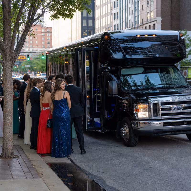Passengers loading luggage while boarding an Oakland group shuttle