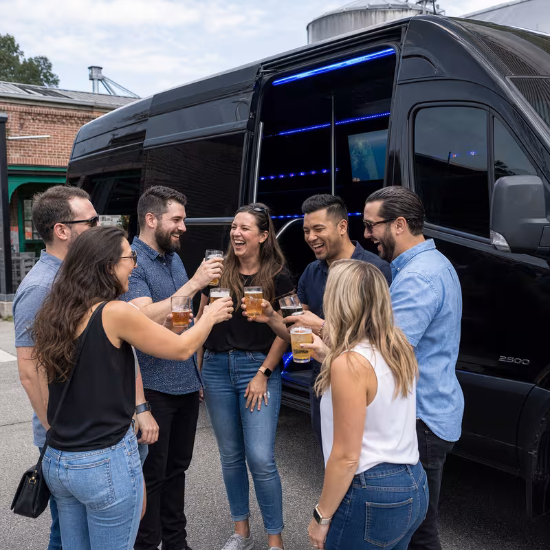 Passengers loading luggage while boarding an Oakland group shuttle